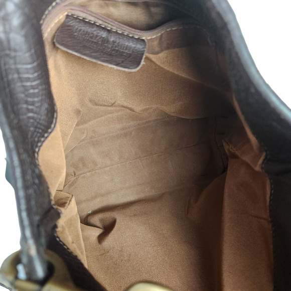 Maurizio Taiuti Vintage Cowhide Italian Purse Brown / Gold Slouchy Boho Country - Picture 12 of 13